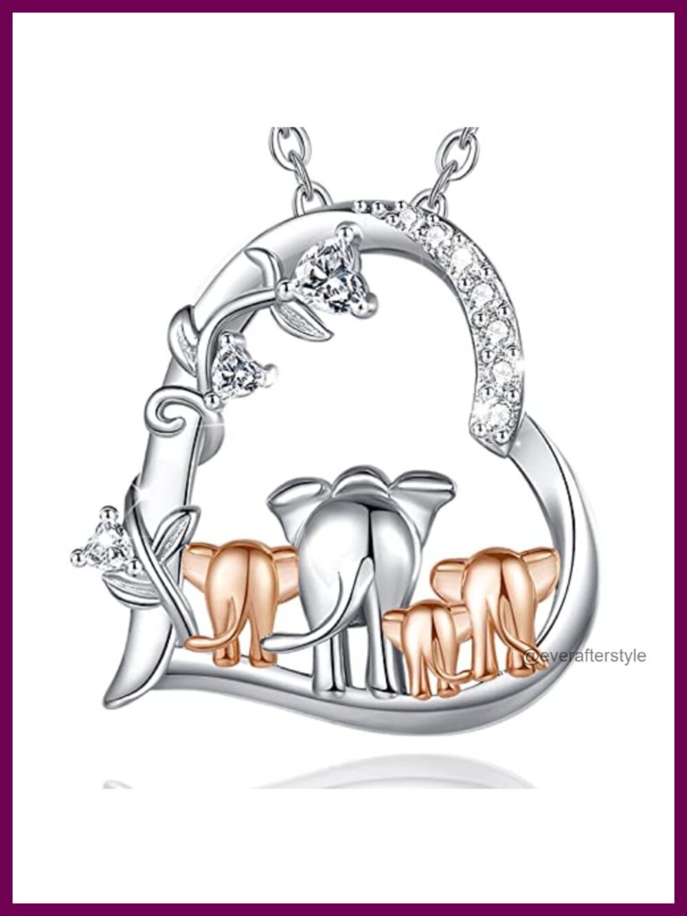 Sterling Silver Mom Baby Elephant Pendant Necklace 18in Chain